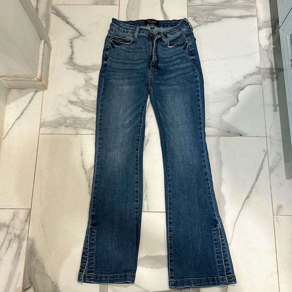 Judy Blue Jeans High Rise Tummy Control Flare Leg Split Hem 11/30